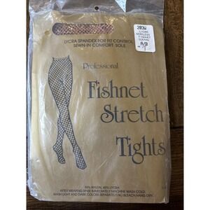 Vintage Professional  Fishnet Stretch Tights Tan Adult Size A/B
